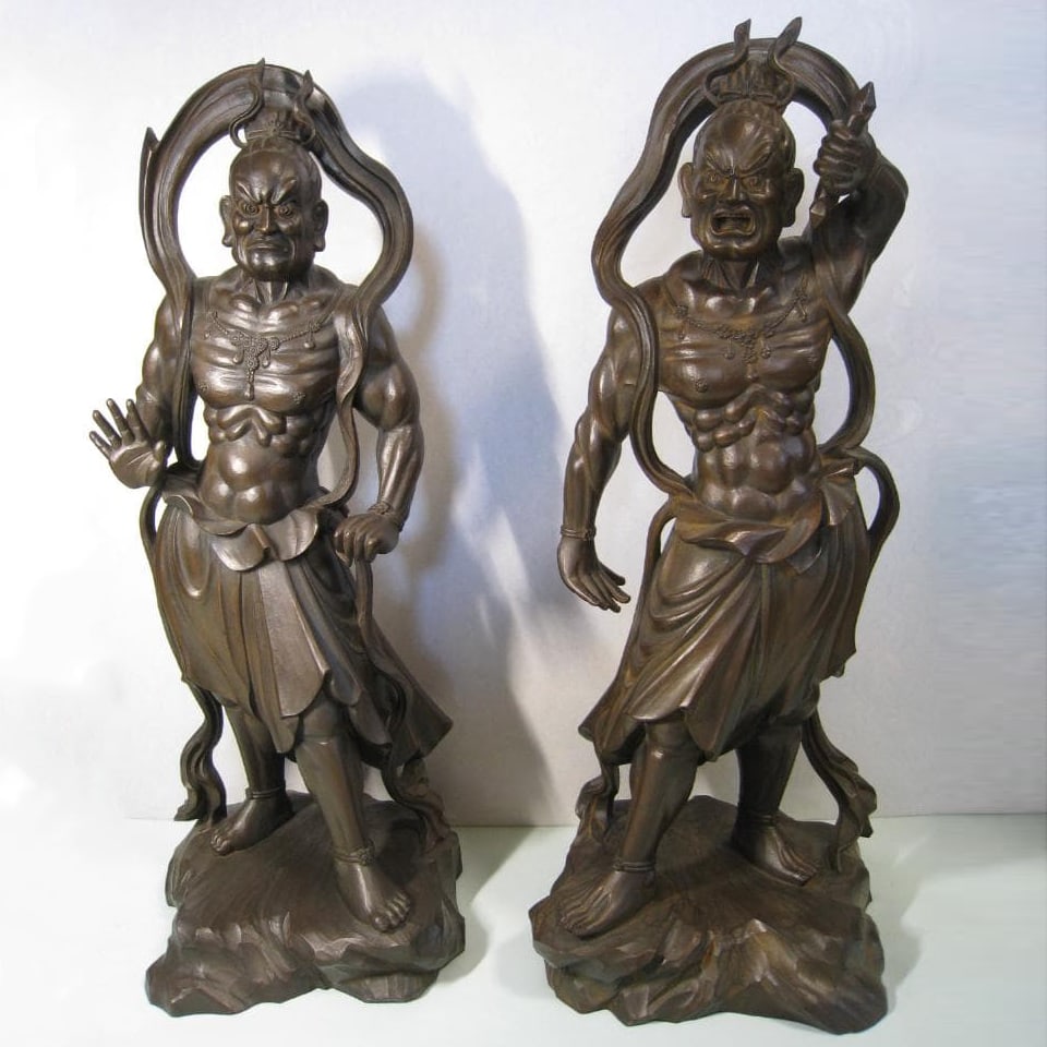 Koun Takamura – Pair of Nio Guardian Statues (A-Un) – Bronze – Kong Rikishi (1 of 18)