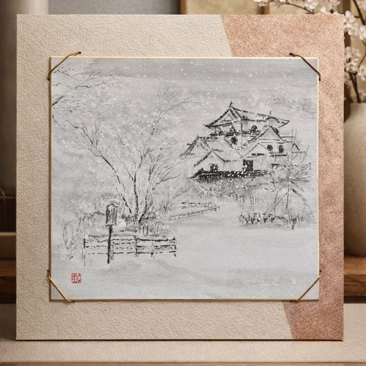 Original Sumi-e Painting – Unique Hand-painted Work: A one-of-a-kind Sumi-e (Japanese ink) painting, created by a Japanese artist who has held solo exhibitions in Japan. This original hand-painted work is executed on shikishi board and showcases the sub