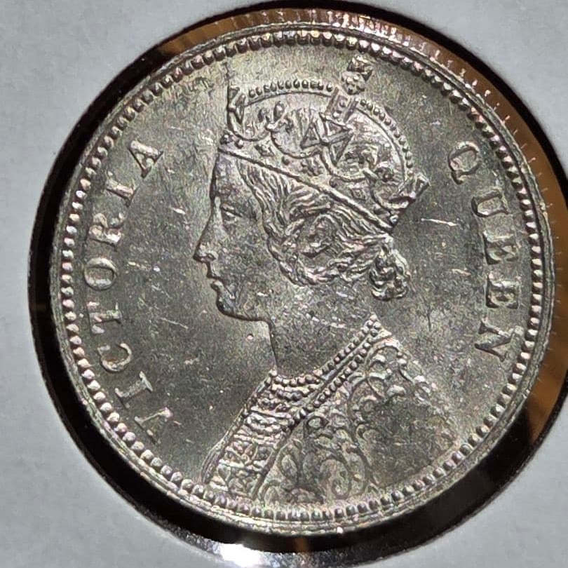 (Rare Condition) British India Queen Victoria 1/4 Rupee Silver Coin 1862 (1 of 20)