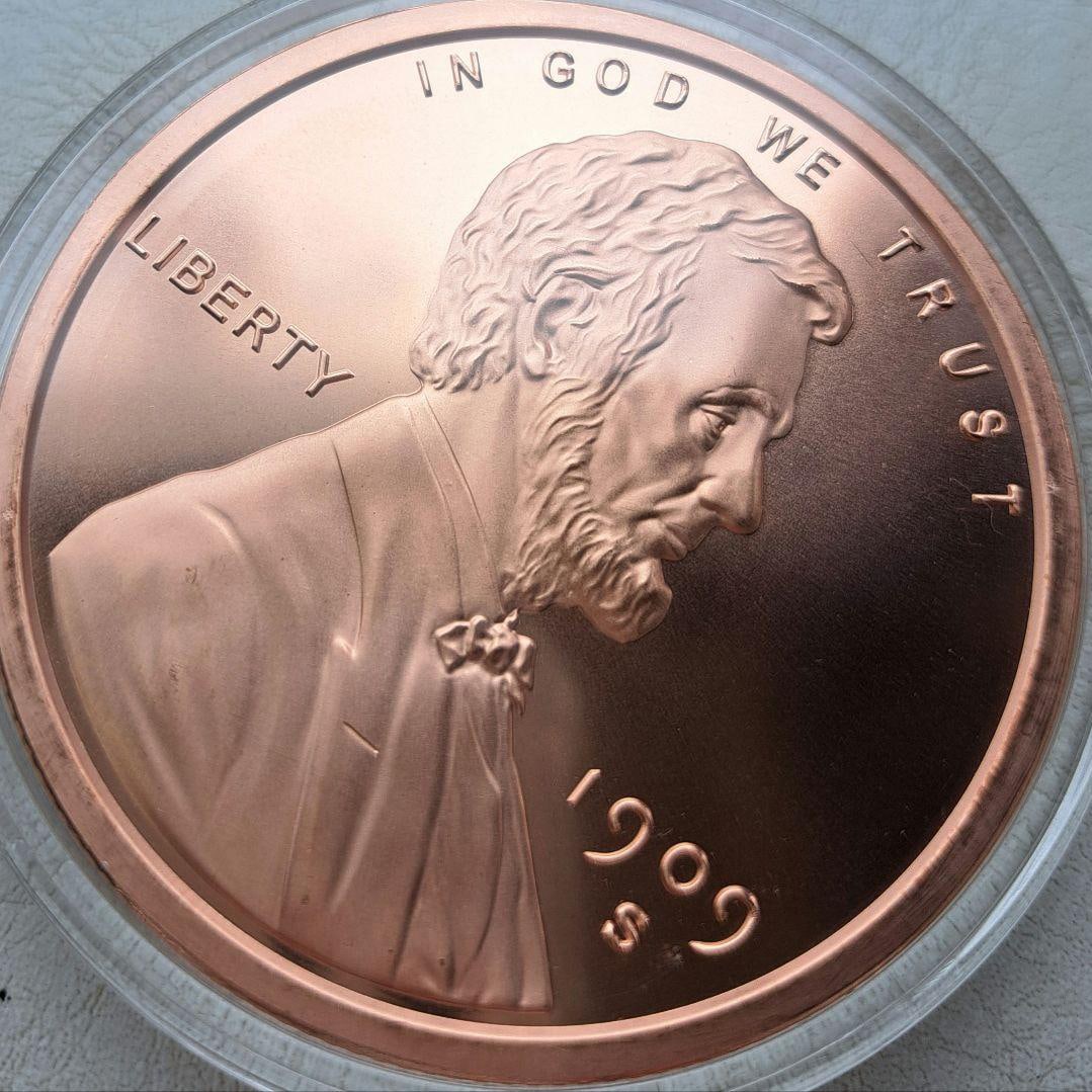 American "Lincoln Wheat Penny" 5-ounce pure copper medal (1 of 6)