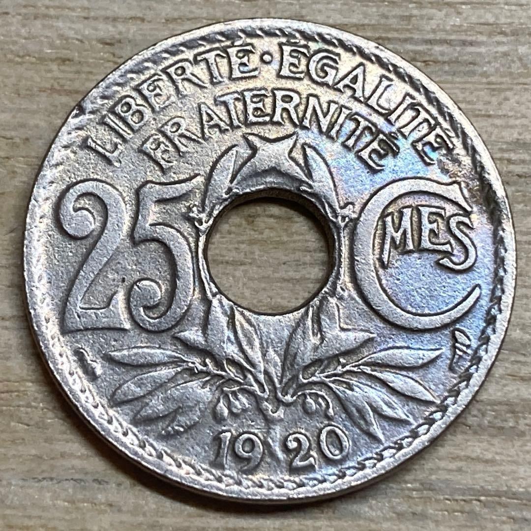 French 1920 25 cent coin: Country of issue: France Denomination: 25 centimes Year of issue: 1920 Weight: approximately 4.83 grams Diameter: approximately 23.8 millimeters