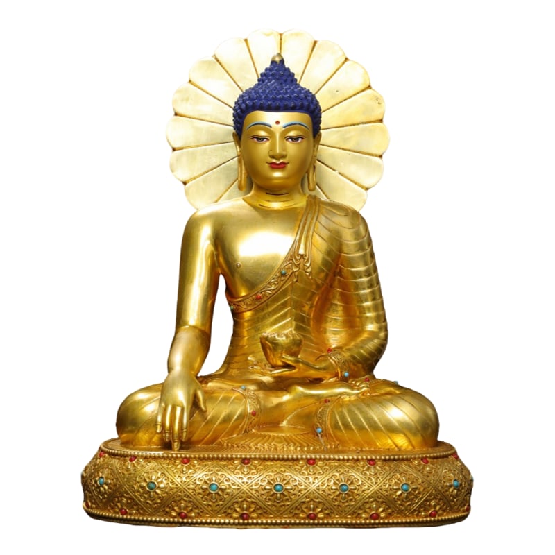 Copper gilt painted statue of Amitabha Buddha. (1 of 10)