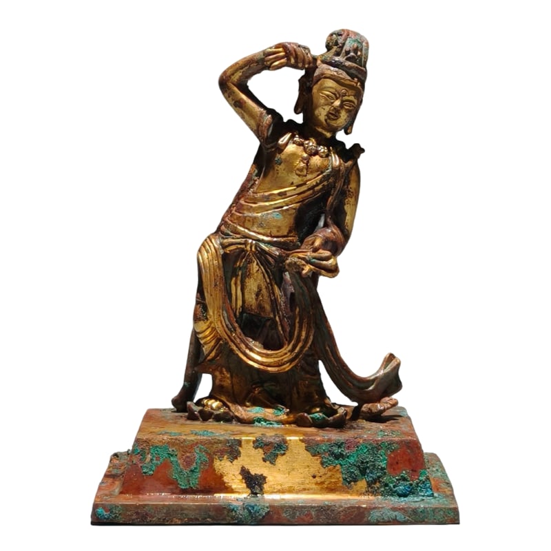 Tang Dynasty Copper Gilt Bodhisattva Statue of a Dancing Actor (1 of 10)