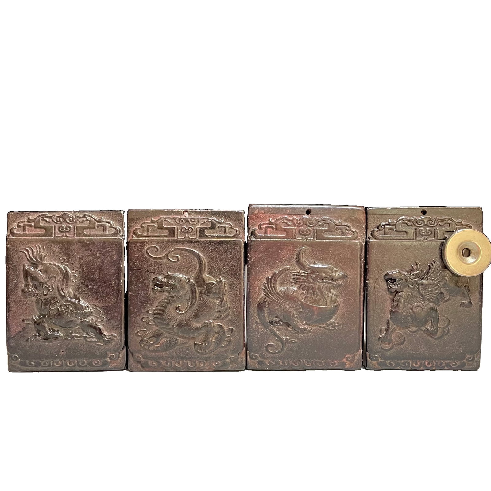 Natural meteorite four mythical beast pendant, with magnetism. (1 of 7)