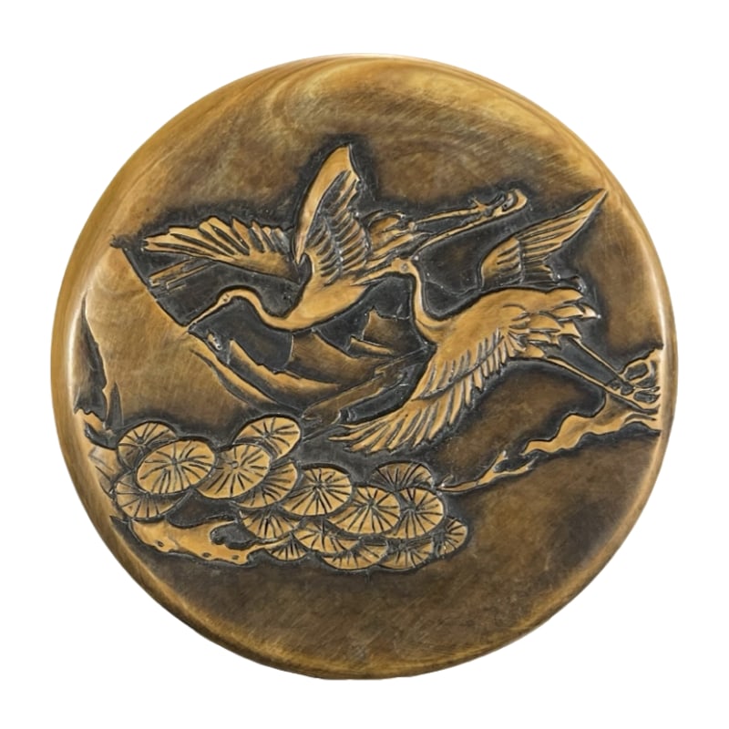 Three-body pine crane prolongs life pine flower inkstone (1 of 10)