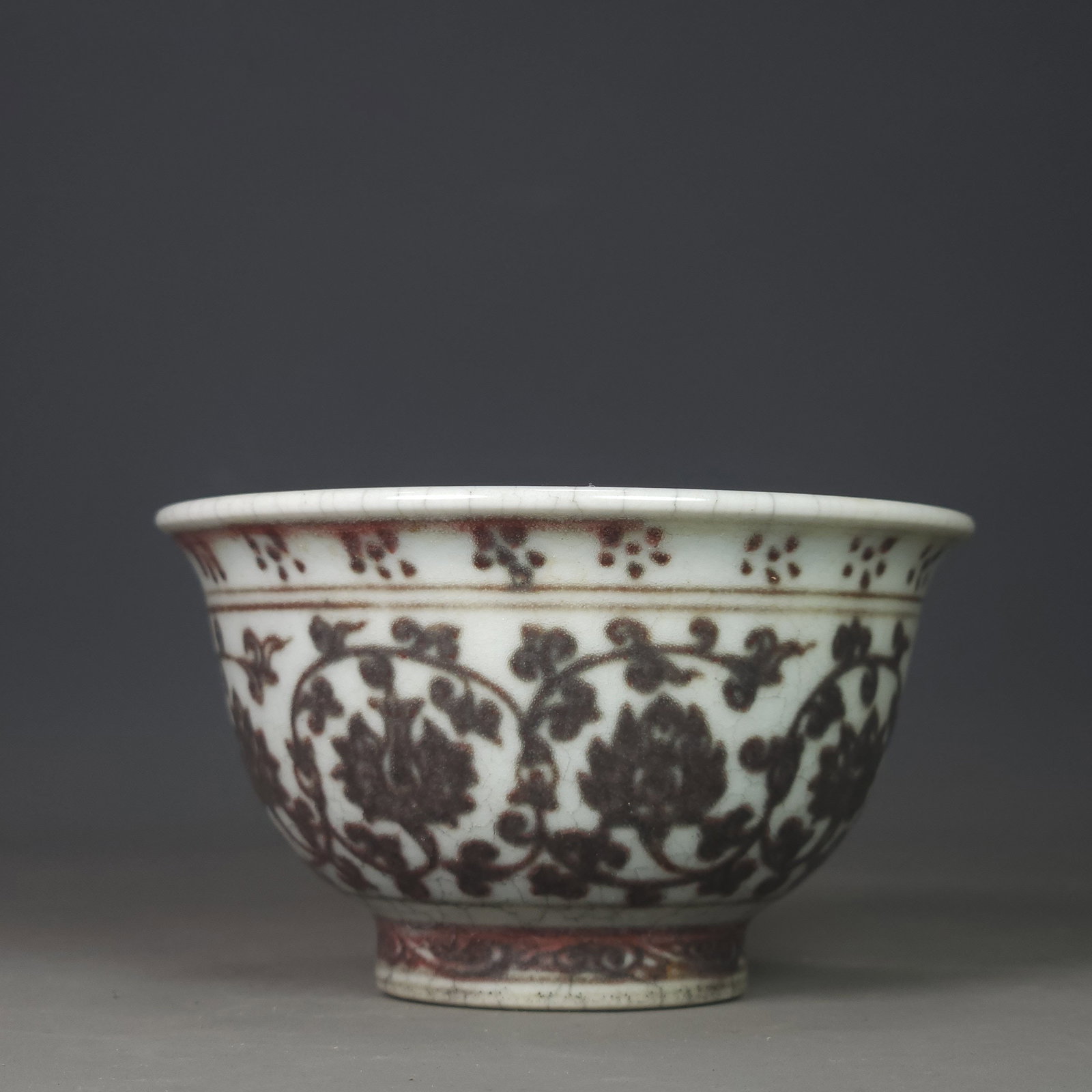 Ming Dynasty Yongle period enameled red intertwined lotus cup (1 of 9)