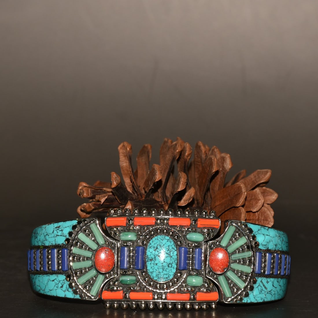 Copper inlaid gemstone bracelet (1 of 9)