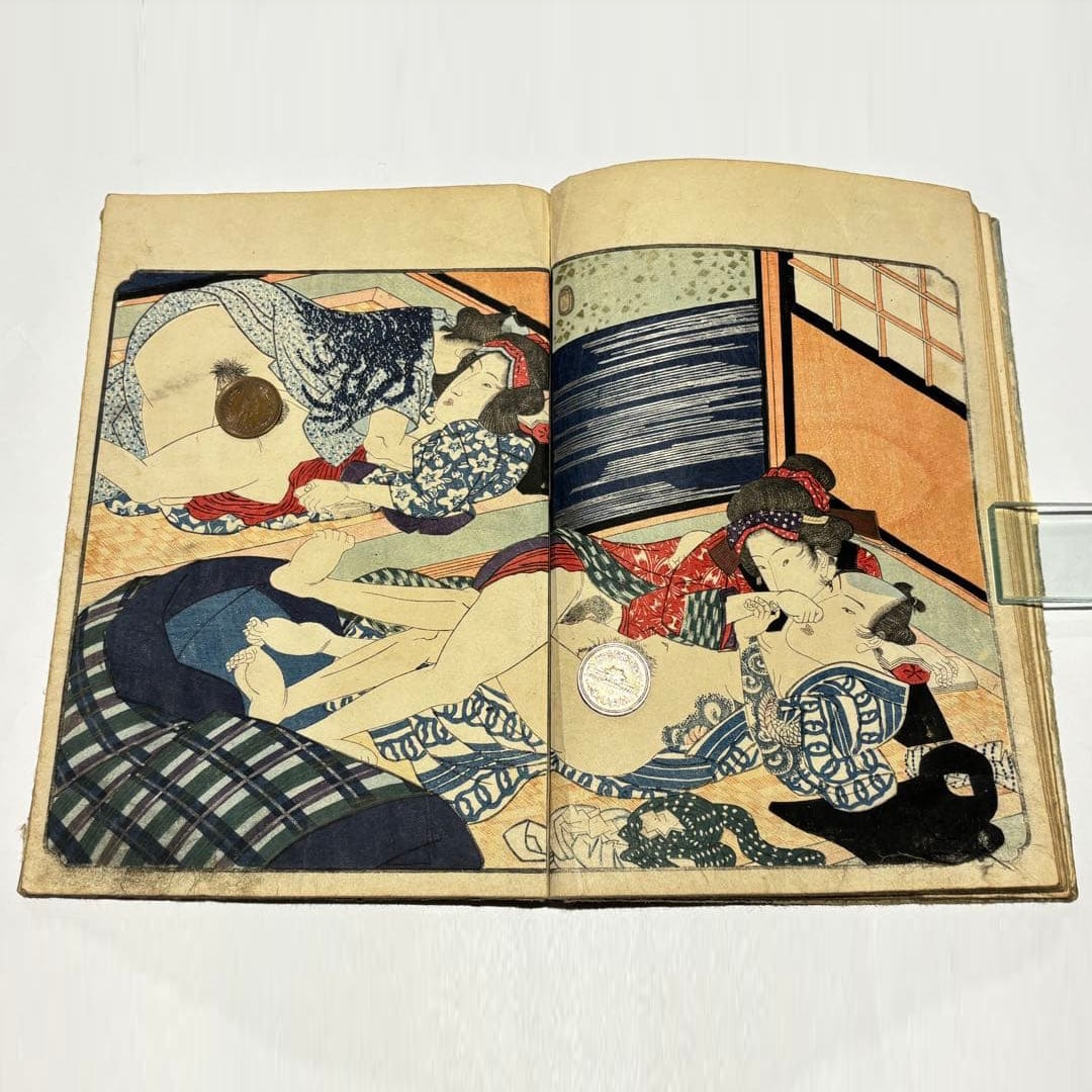 The Heavenly Floating Bridge (Amano Ukihashi) by Yanagawa Shigenobu, published in the first year of: Heavenly Floating Bridge (Amano Ukihashi) by Yanagawa Shigenobu, published in the first year of Tenpo era, complete in 3 volumes | Erotic Book, Shunga, Ukiyo-e, Japanese Book Large size (approximately