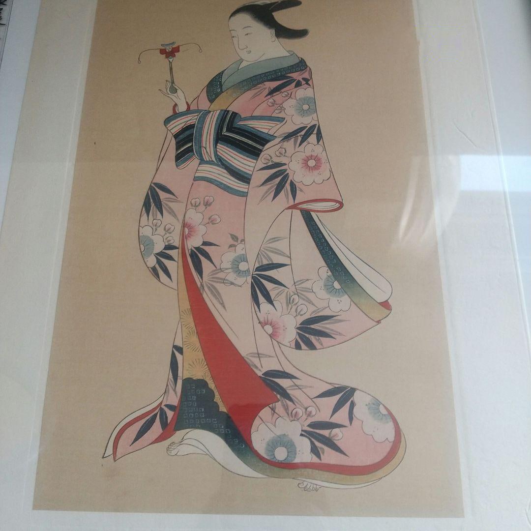 "Spring Attire Beauty," woodblock print, nishiki-e, Edo period customs, ukiyo-e, surimono. (1 of 10)