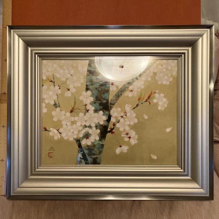 Extremely Rare Authentic Work (Created in February of Showa 64) by Shimura Tadashi, "Title: Sakura": This is a painting titled "Sakura" by the artist Shimura Tadashi. This artwork was created in February 1989 by the artist Shimamura to commemorate the completion of a building project. It was once dis