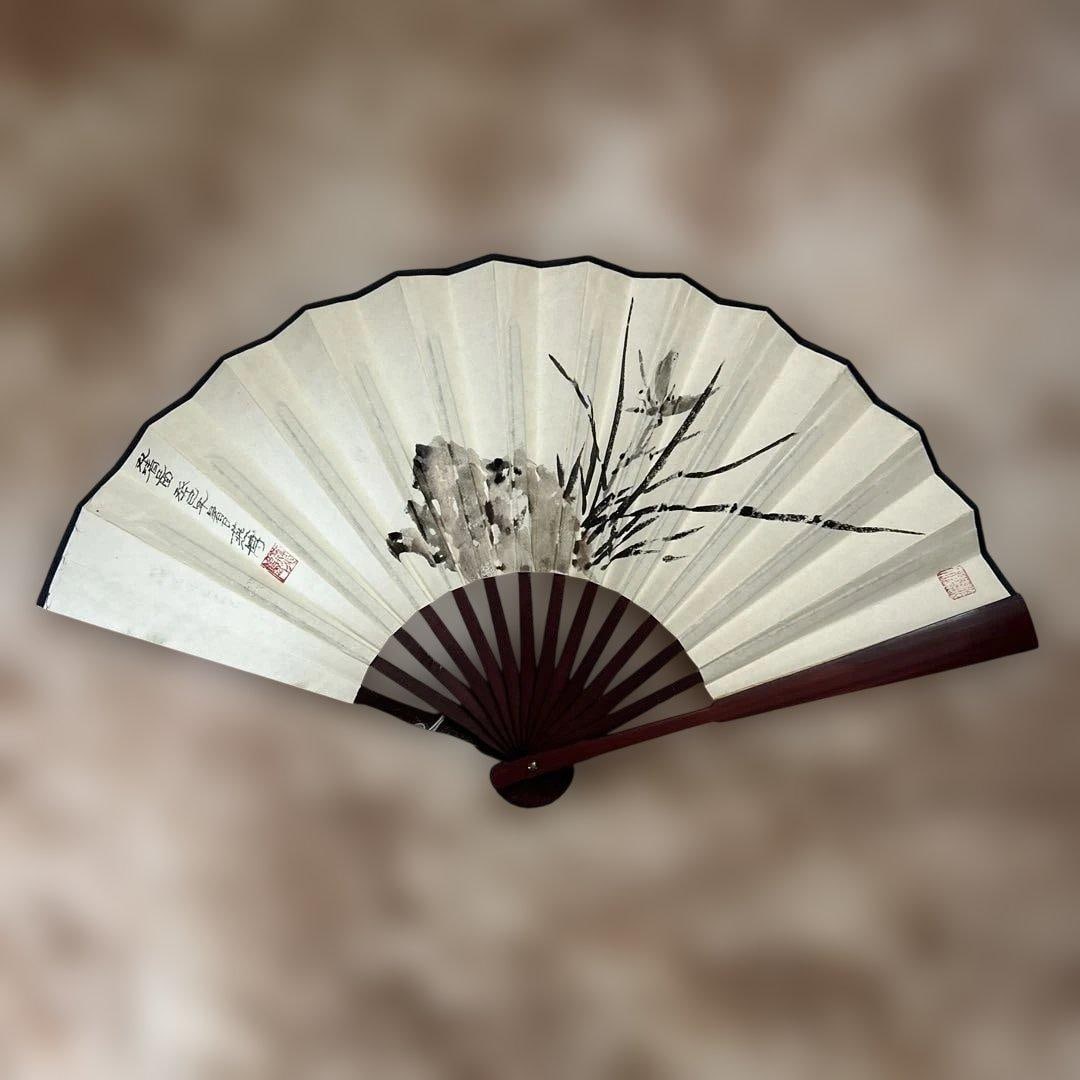 A rare and precious Chinese ink master Su Yan's "Polish Stone Fan" crafted with superior purple (1 of 10)