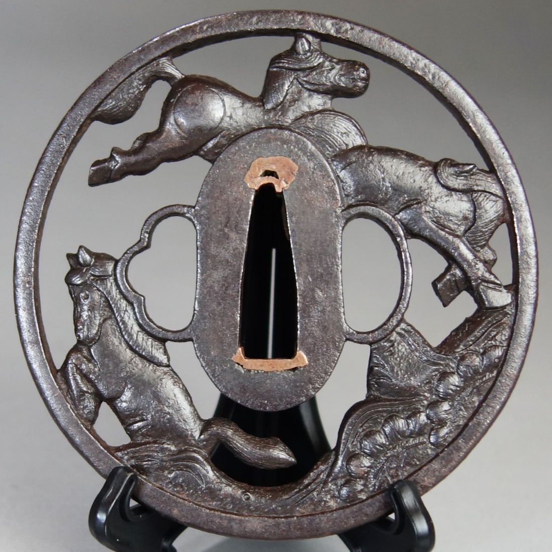 Masterpiece Antique: Three Horses Openwork Tsuba (Sword Guard), Iron (1 of 20)
