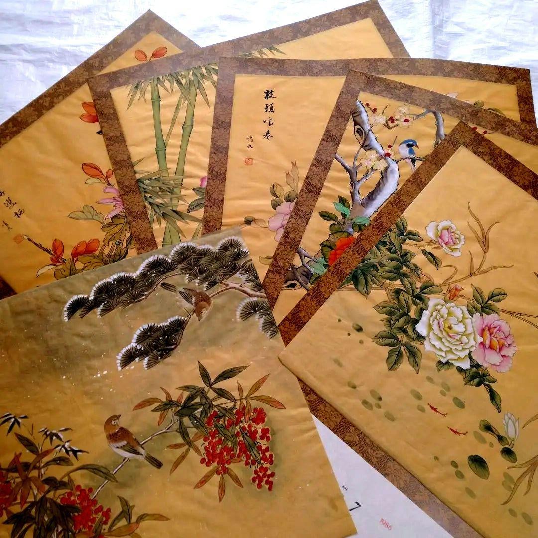 Original hand-painted flower and bird paintings, a set of six, accompanied by a calendar. (1 of 20)