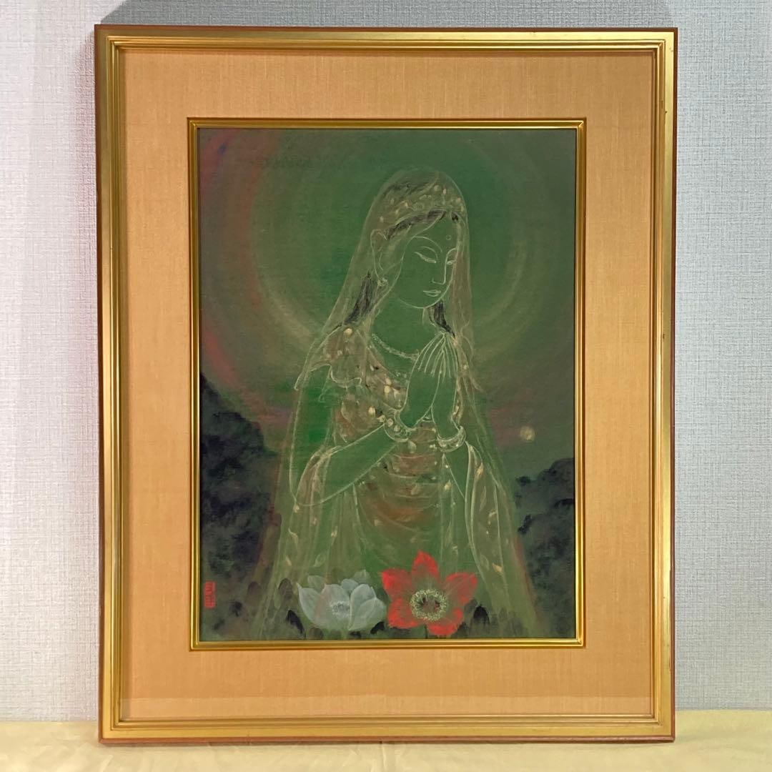 Authenticity Guarantee - Kondo Hiroaki "Inori" Nihonga Size 10, Signed, with Seal, Buddhist Painting: Kondo Hiroaki "Inori" Nihonga Size 10 Guaranteed authentic, with artist's seal and signature sticker! Condition is excellent, thoroughly cleaned! Product Details Artist: Kondo Hiroaki Title of Work: "