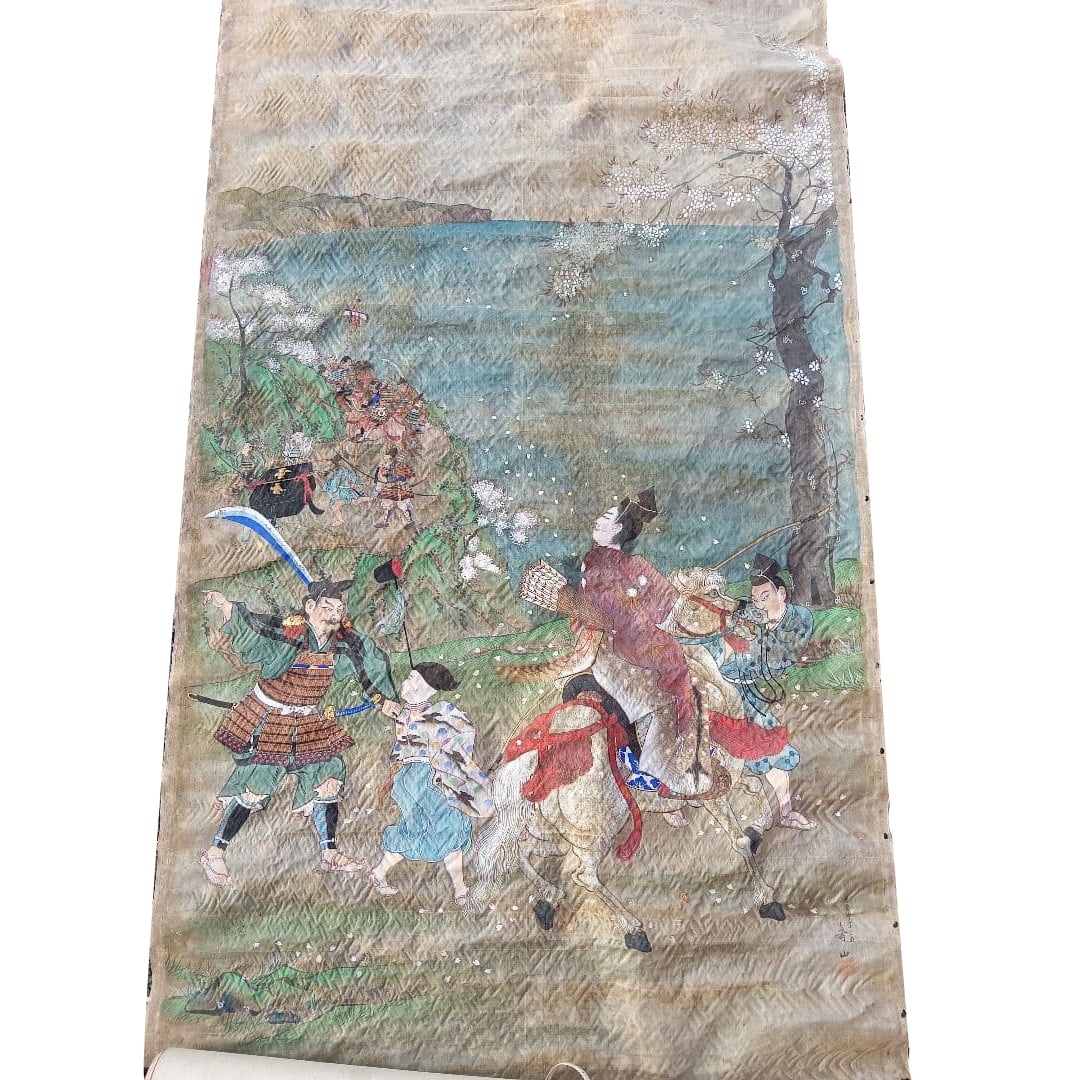 A Japanese painting depicting a samurai battle scene created by Suzuki Juzan. (1 of 8)