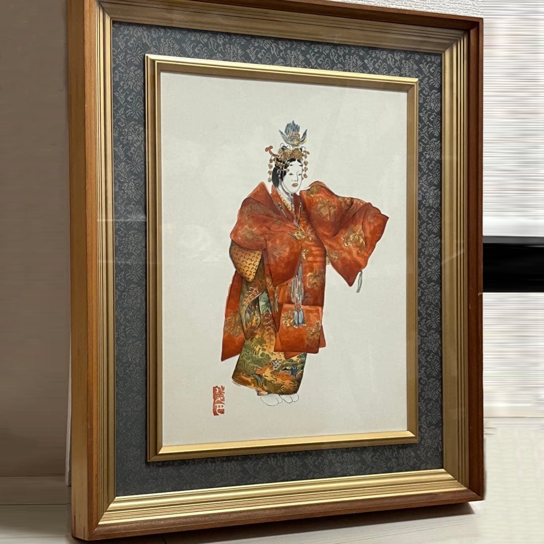 Japanese painting, framed, artwork, wall decoration, interior decoration.: Japanese painting, framed, artwork, wall decoration, interior decor. Dimensions (including frame): Height 55 cm, Width 45 cm, Depth 6 cm The frame is very beautiful and substantial. A string is attach
