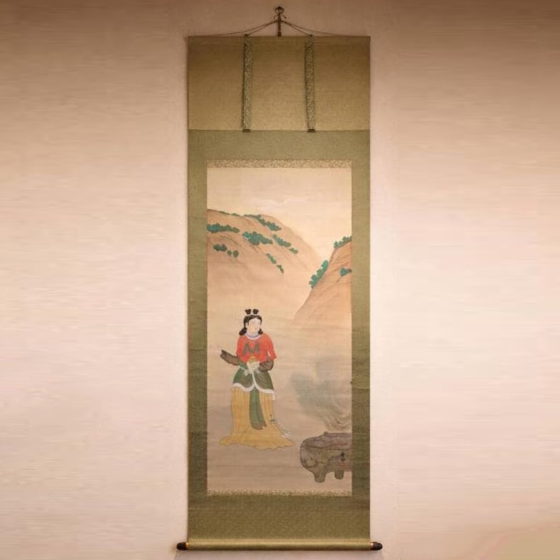 Authentic Hanging Scroll by Hashimoto Hidekuni: "Tang Beauty Figure" - Graceful Presence by the (1 of 9)