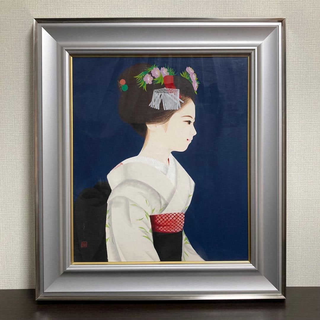 Authenticity Guaranteed: Shimizu Tatsuzo "Maiko" Size 10, Hand-Signed, Accompanied by Seal, Bijin,: Authenticity Guaranteed: Shimizu Tatsuzo "Maiko" No. 10, Signed by the Artist Shimizu Tatsuzo "Maiko" No. 10 Guaranteed Authentic, with Signature, Seal, and Certificate of Authenticity!! In Excellent 