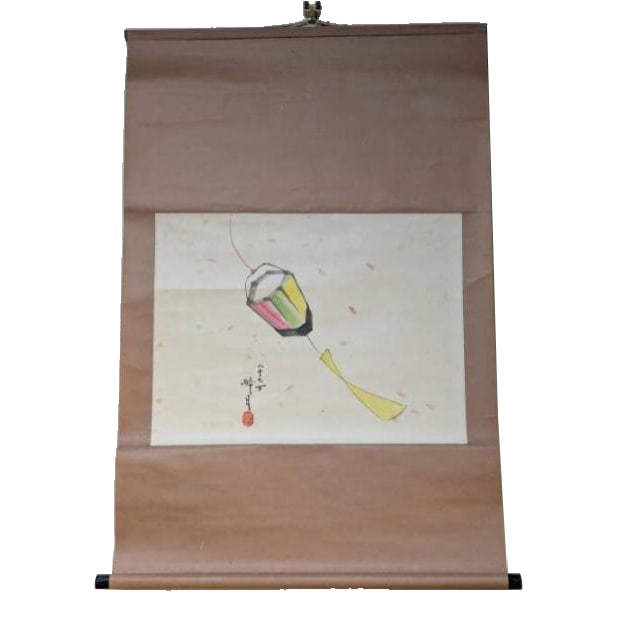 Hanging Scroll with Wind Chimes, A Painting in Fresh and Elegant Colors (1 of 7)