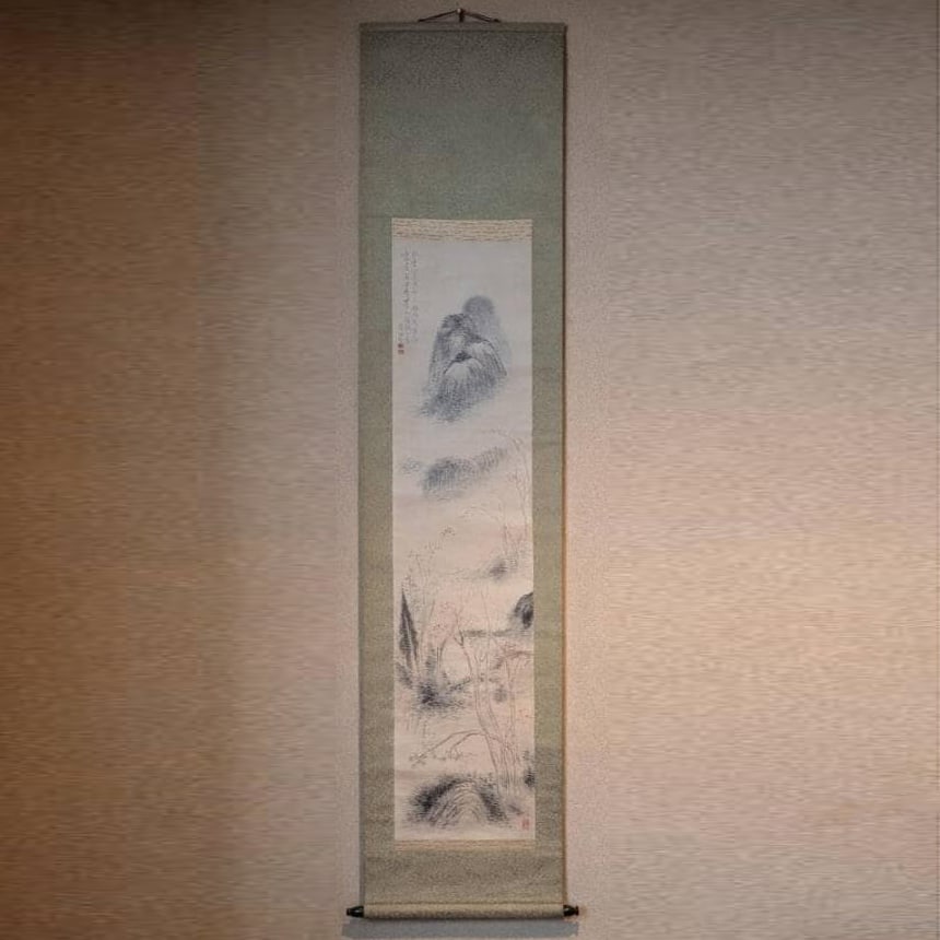 Kakejiku by Yokoo Suita, Ink Landscape Painting, Nanga, Bunjinga, with Tomobako by Yokoo Shinrinjin. (1 of 11)