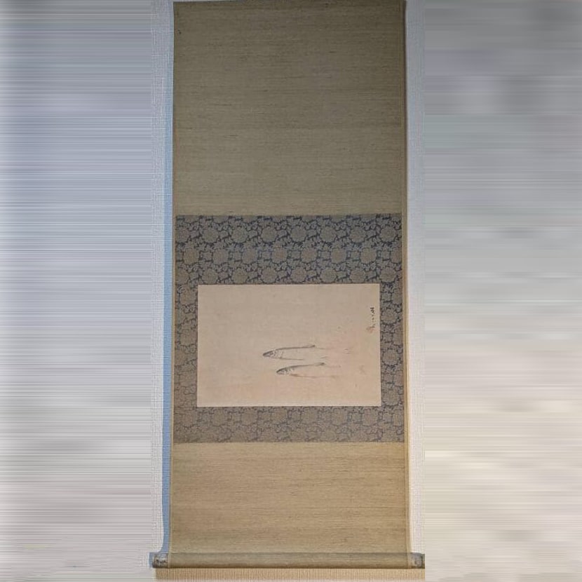 Hanging scroll depicting three small fish. (1 of 7)