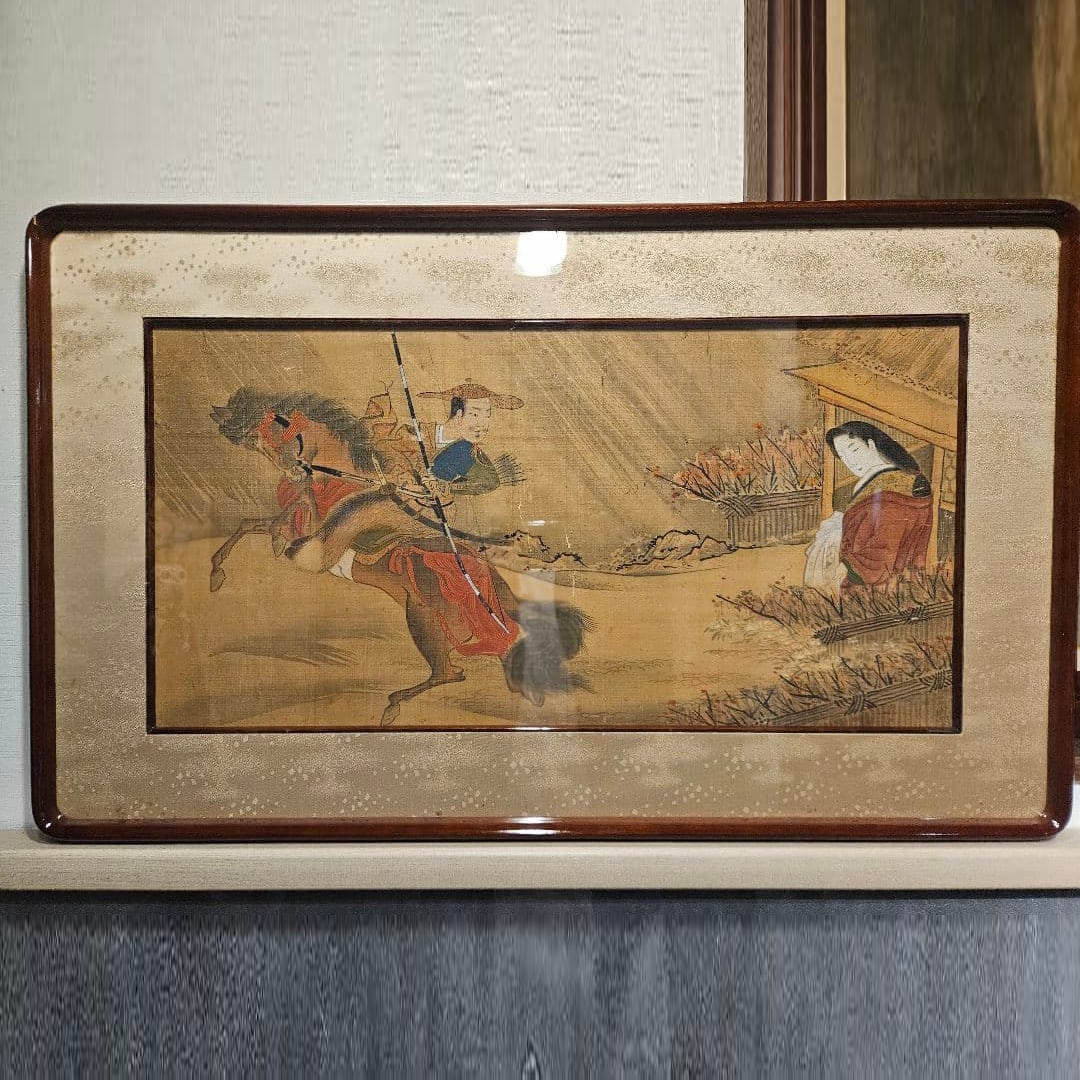 Edo Period Tosa School Style Yamato-e "Warrior Figure" Silk Hand-Painted Framed Exquisite Detail (1 of 8)