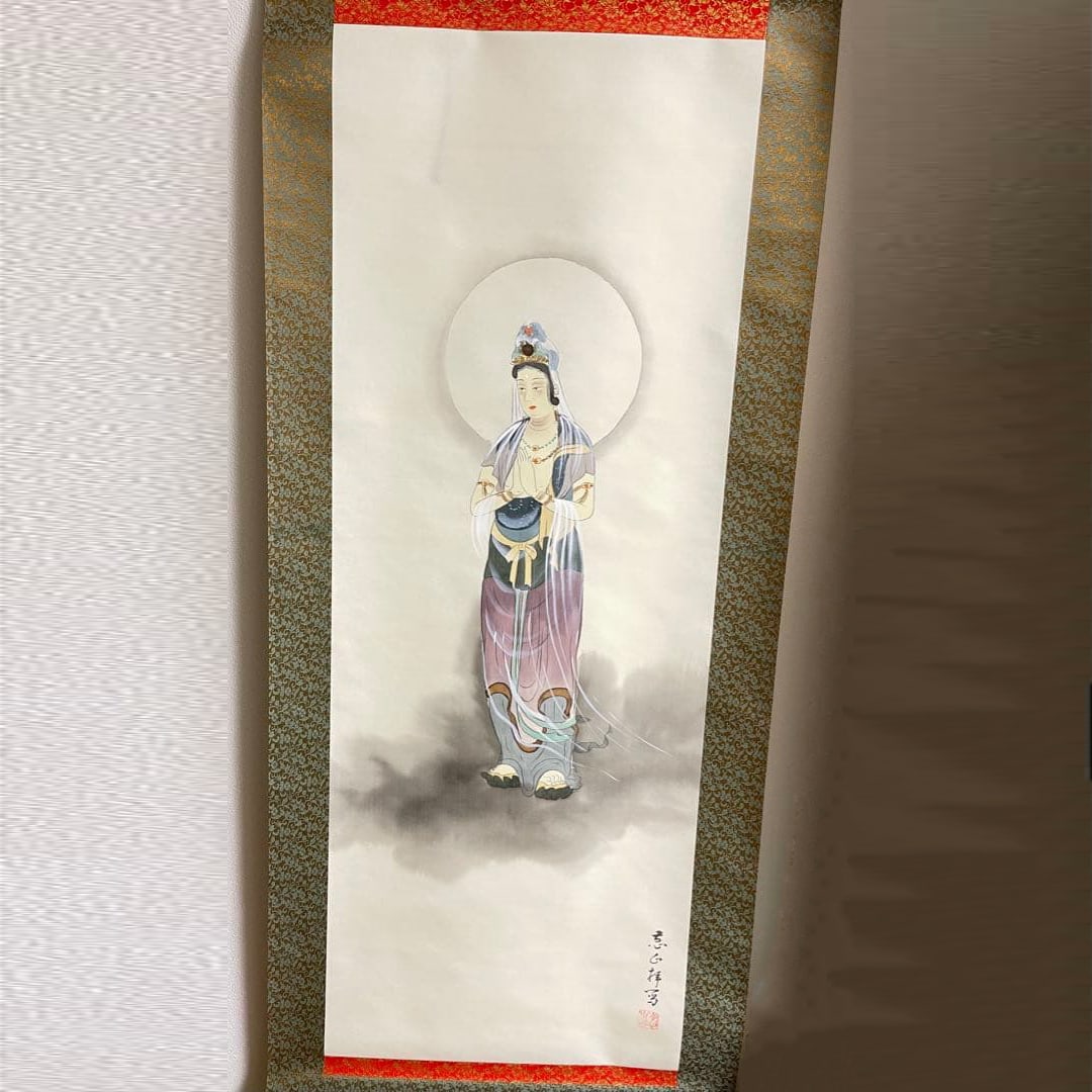Esan Kannon Bosatsu-zu Kakemono Bukka Kenpon Saishiki Ohaba Bukkyo Bijutsu (1 of 11)