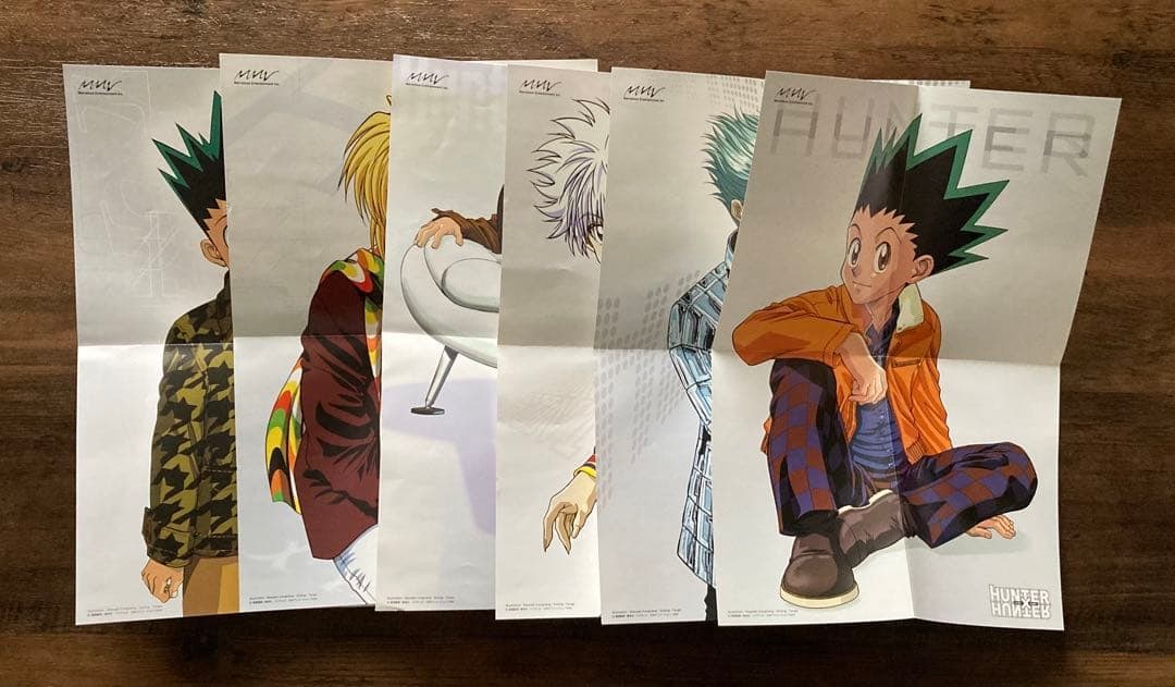 Set of 13 Vintage "HUNTERxHUNTER" Posters: Complete set of original edition "HUNTERxHUNTER" DVD bonus posters Only one poster has brown spots on the back. As they are not conspicuous, it is categorized as having no significant damage or stains