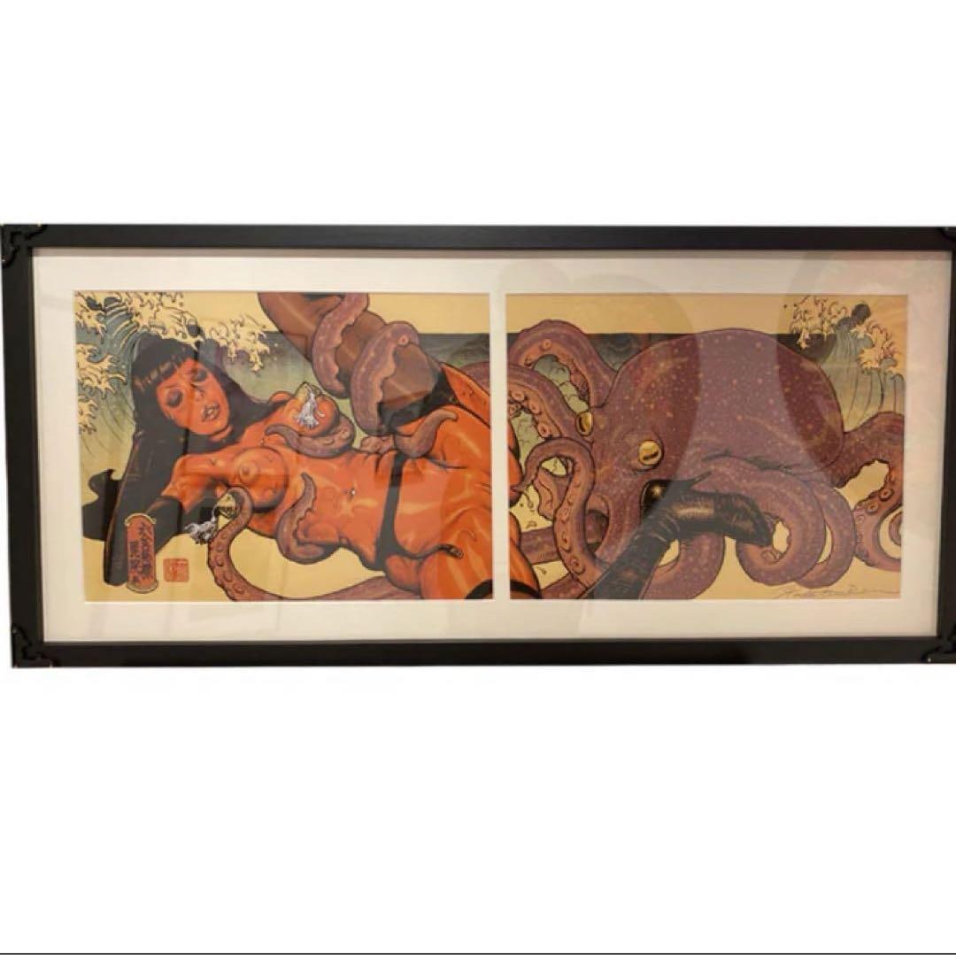 Rockin Jelly Bean "Dream of Fisherman's Daughter": This work is a Giclee Print titled "Dream of the Fisherman's Daughter" purchased by Rockin Jelly Bean at the "Sanbatsu Exhibition." It is a professionally framed set, brand new. Dimensions: Width 900 