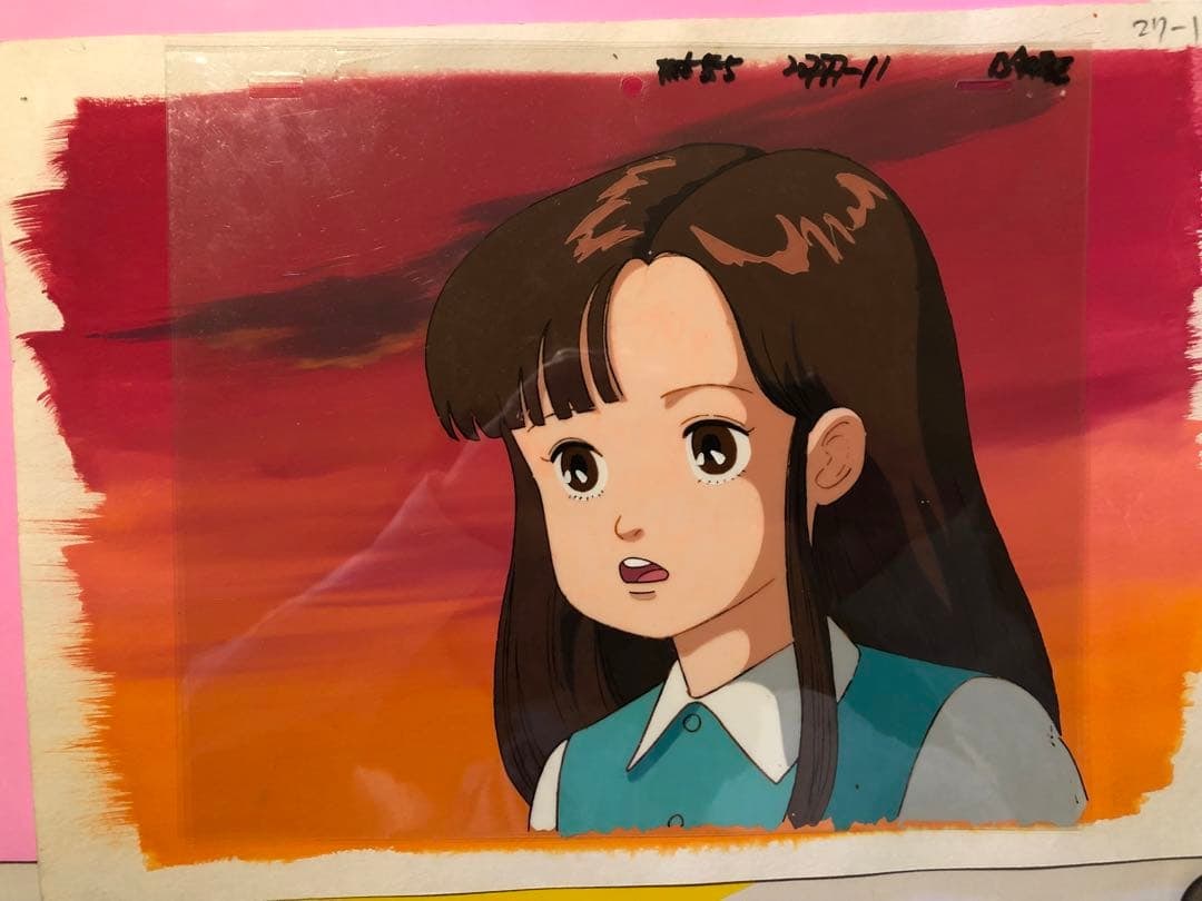 Original artwork and background set from the animation featuring the female protagonist, Tendo Moko,: This is a set of the original painting and background.