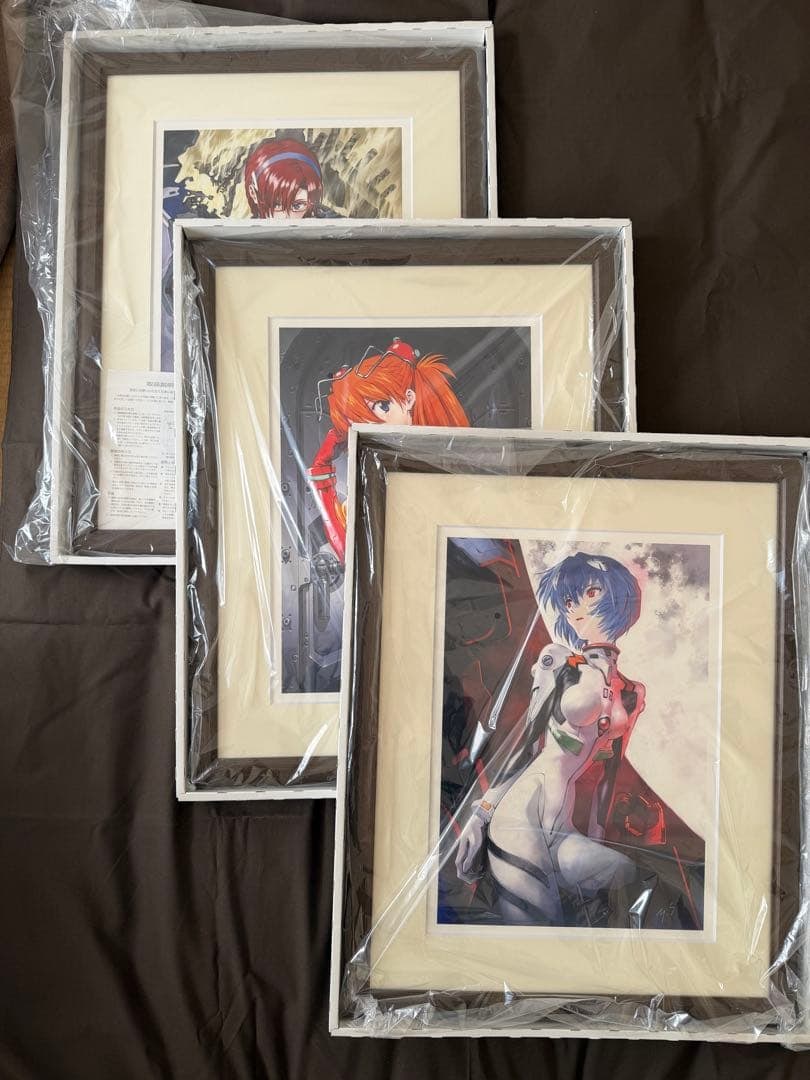 Yoshiyuki Sadamoto reproduction original paintings: Rei Ayanami / Asuka Langley / Mari Makinami: Yoshiyuki Sadamoto Reproduction Original Paintings: Rei Ayanami/Asuka Langley Shikinami/Mari Makinami Illustrious 3-Piece Set Dimensions: Frame: Vertical 595 xHorizontal 475 mm; Original Painting: Ver