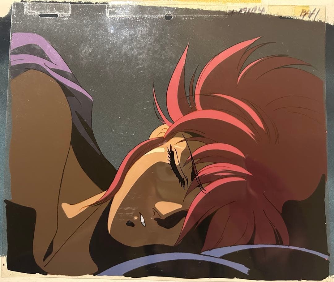 Cel Animation of the Heroine from "Awakening of the Demon" with Background Set, Cosmos Plan.: This is a set of cel animation drawings and backgrounds.