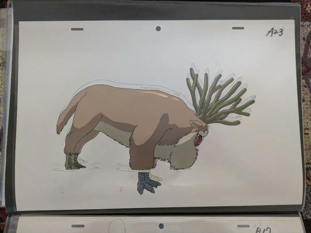 Cel Animation Original Artwork from "Princess Mononoke" Shishigami (Deer God) A work by Hayao: Studio Ghibli Directed by Hayao Miyazaki This is an original cel used in the production of the film "Princess Mononoke," depicting the Deer God (Shishigami). As it is an original cel used in the anima