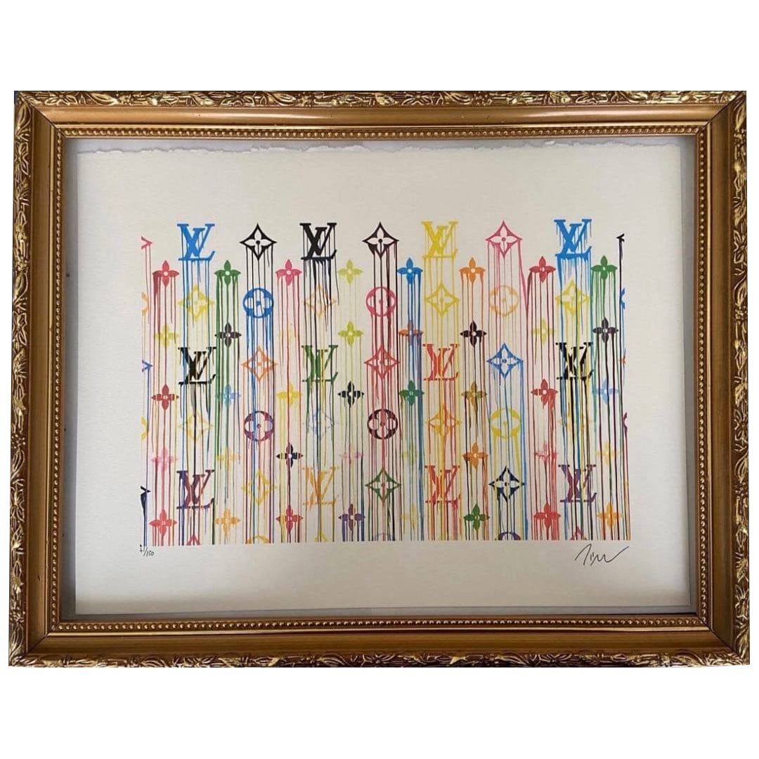 Takashi Murakami Lithograph LV: Artist: Murakami Takashi Title: Painting in Tribute to the LV Brand Signature: Printed signature present, COA approval stamp, photo reference included, accompanied by a COA sales certificate from Euro