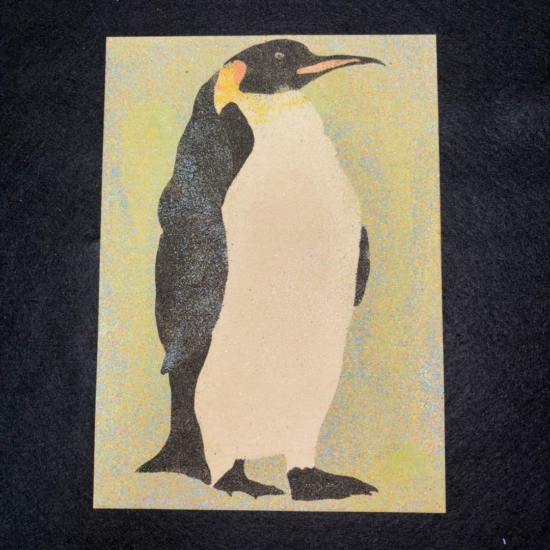 Sand painting, penguin, painting, artwork. (1 of 1)
