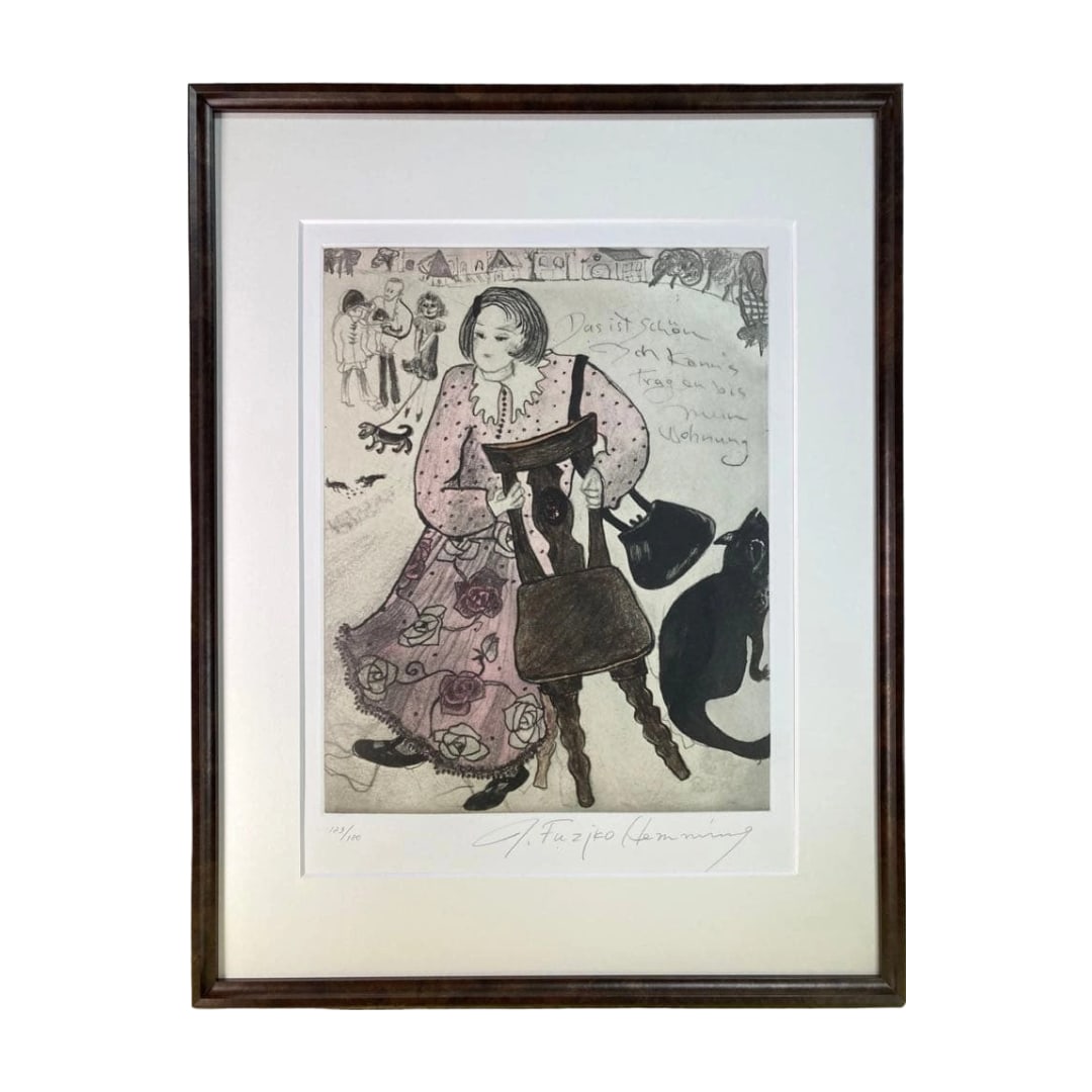 Fujiko Hemming, "Roji no Isu" (The Chair by the Road), Copperplate Print, Hand-Signed Print (1 of 13)