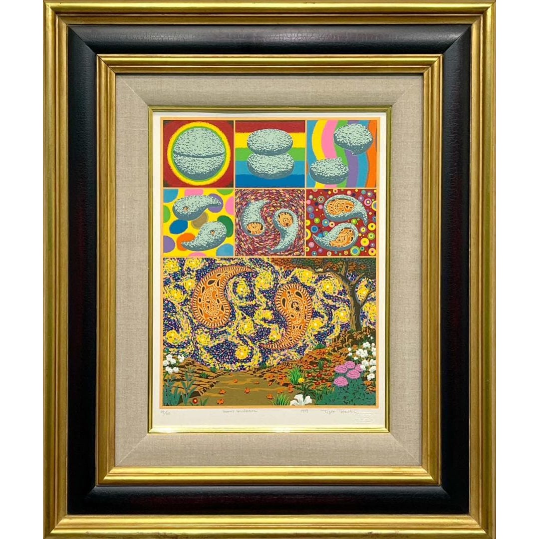 Tiger Tachiishi (Tachiishi Taiga) "Moon's Satisfaction" 1979 Silkscreen Print: Tiger Tateishi (Tateishi Takaaki) Moon's Satisfaction 1979 Silkscreen Print Edition 44/100 Artwork Dimensions: 42.0 x 31.5 cm Framed Dimensions: 76.0 x 64.0 cm Signed by the artist in the lower right 