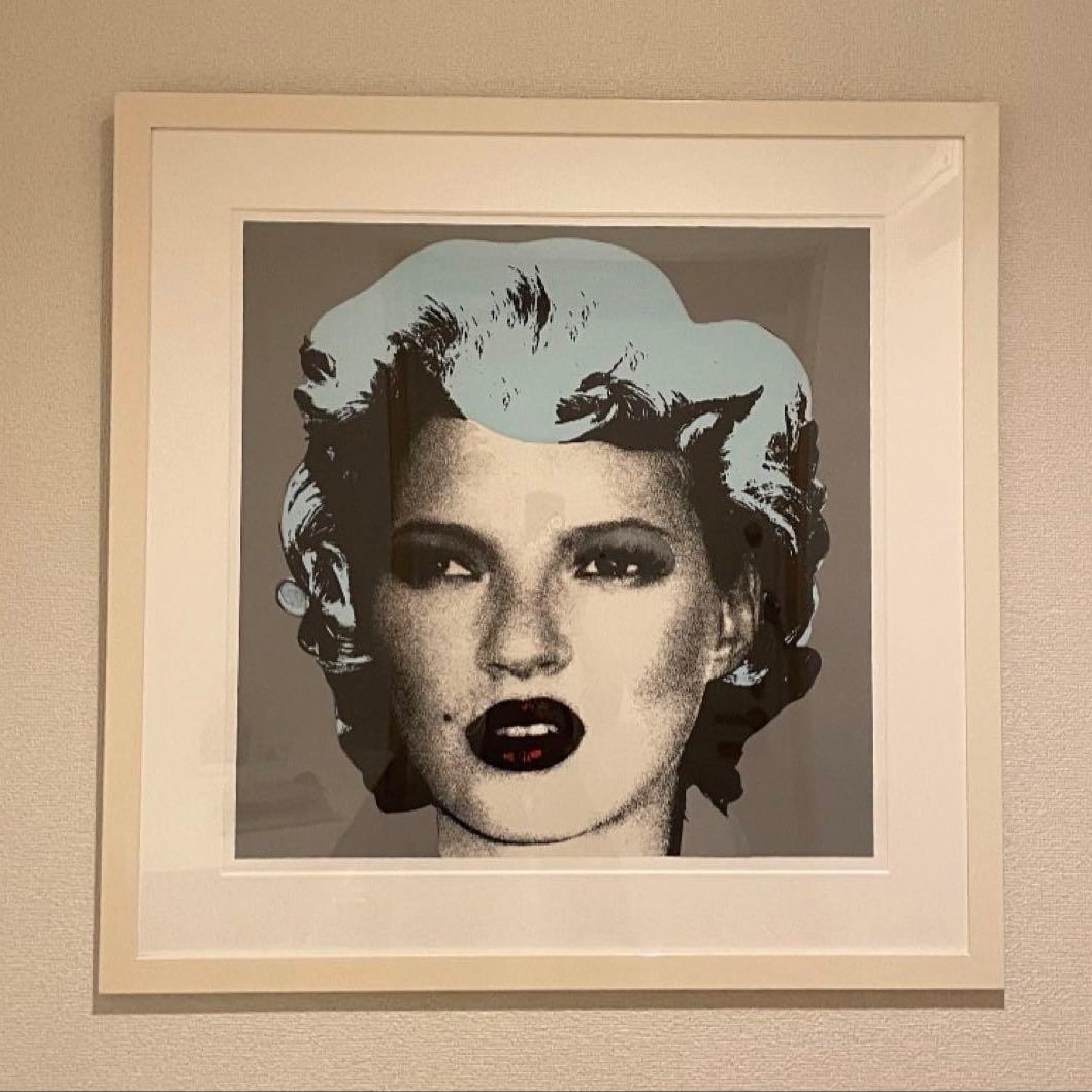 A completed mounting of Banksy's "Kate Moss" silkscreen print, an authentic early work by WCP. (1 of 7)