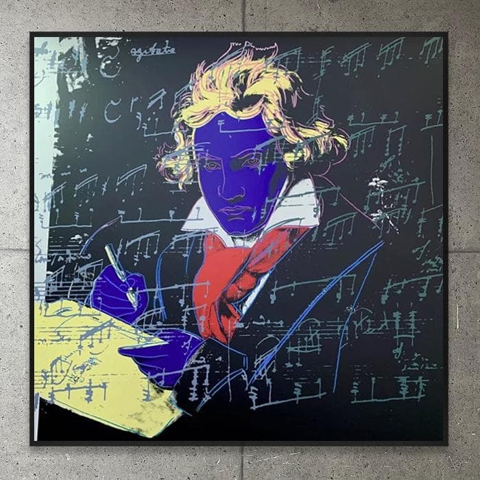Framed Work / Sunday B Morning Beethoven II / Andy Warhol: Artist Name: Andy Warhol Artwork Title: Sunday B Morning Beethoven II, Limited Edition of 3000, with Certificate Poster Dimensions: Vertical 96.5 x Horizontal 96.5 cm Frame: Premium Aluminum Frame, Bl