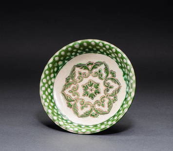 Chinese Tri-color plate of tang Dynasty: H:3cmï¼ŒW:15.5cm