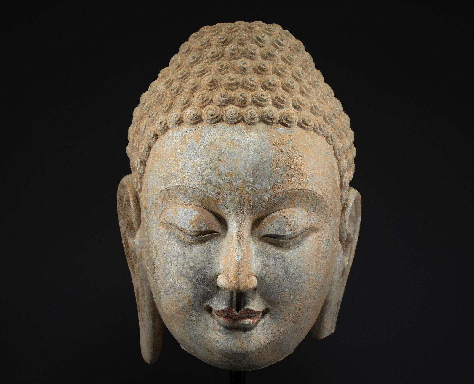 Blue stone Buddha head of Tang Dynasty China (1 of 8)