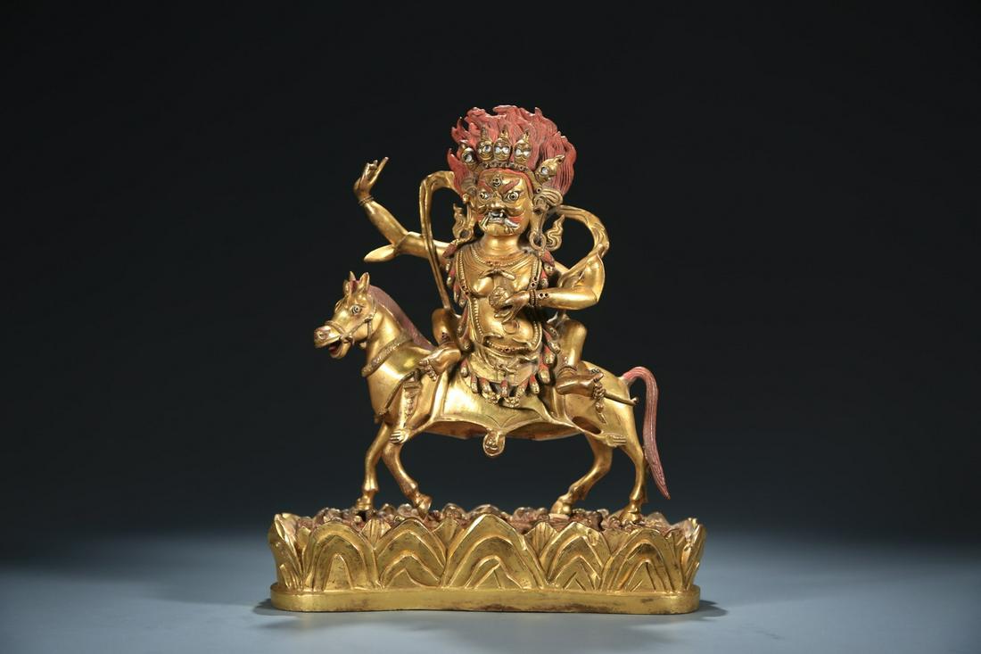 Gilt Copper Statue of Palden Lhamo (1 of 9)