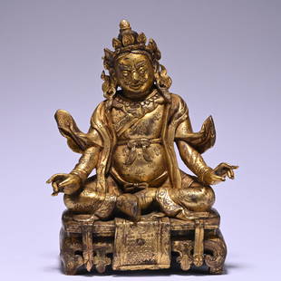 A gilt-bronze statue of Mammon,Qing dynasty: Height4.9in,length3.6in,width2in,