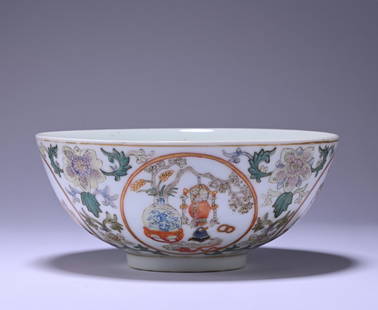 A famille-rose 'floral' bowl,Qing dynasty: Height2.4in,diameter5.4in,