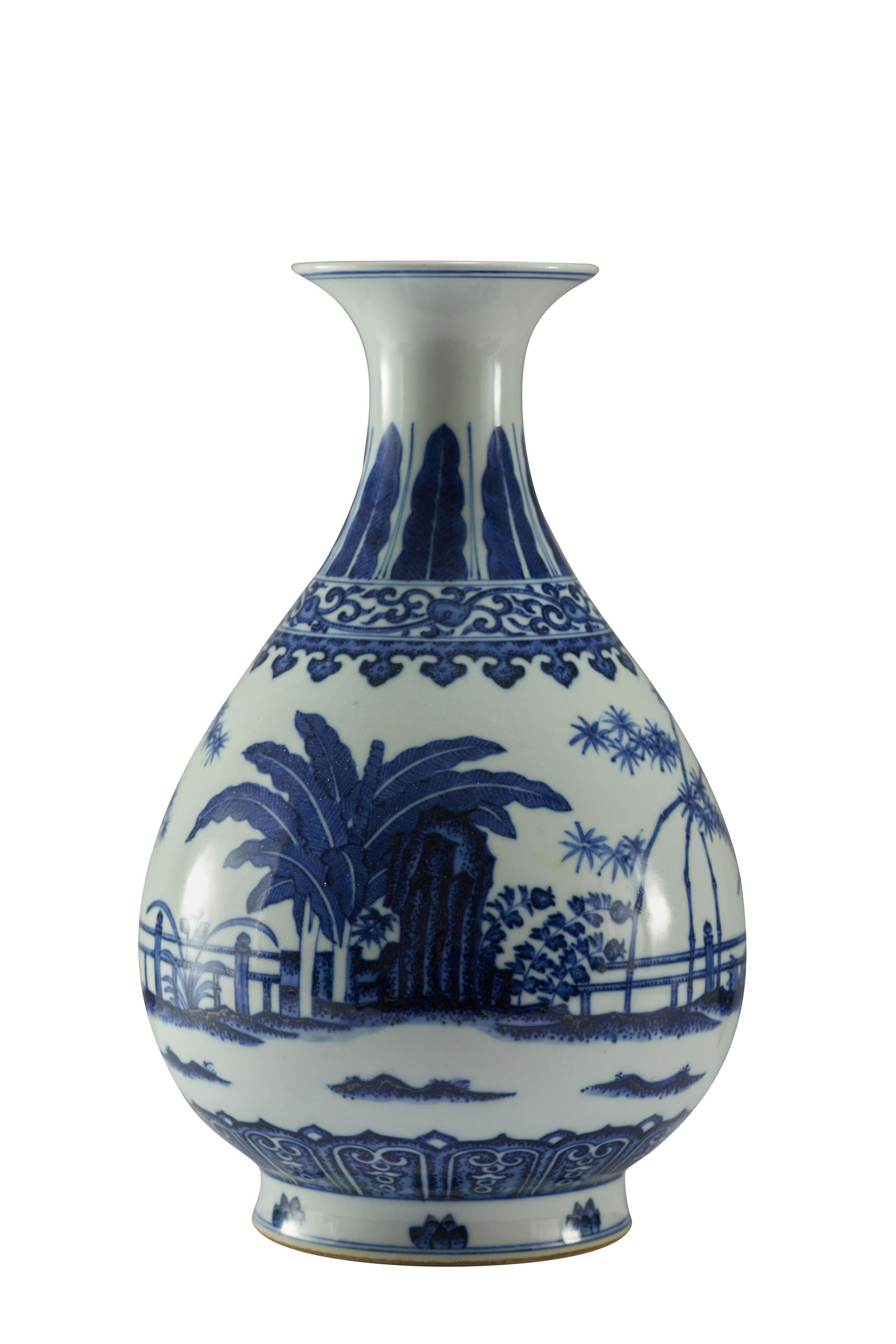 Qing Guangxu blue and white vase with tree-leaves (1 of 4)