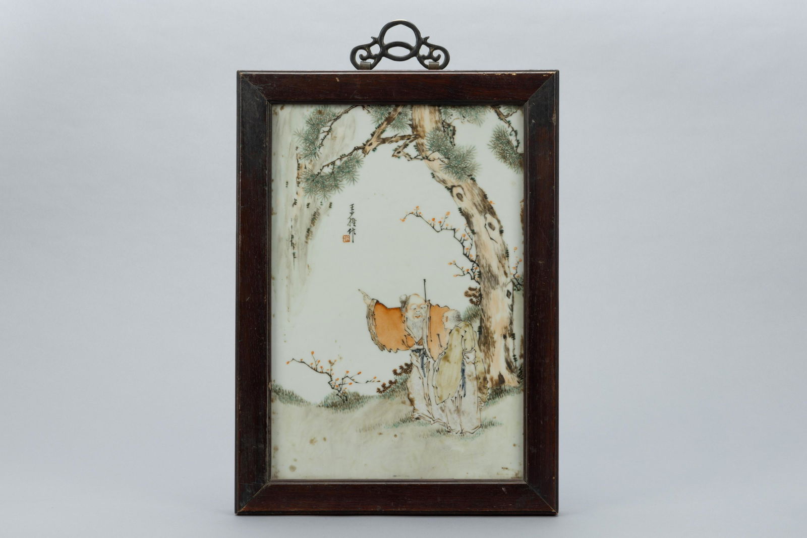 Qing dynasty  light purple color person porclain screen (1 of 7)