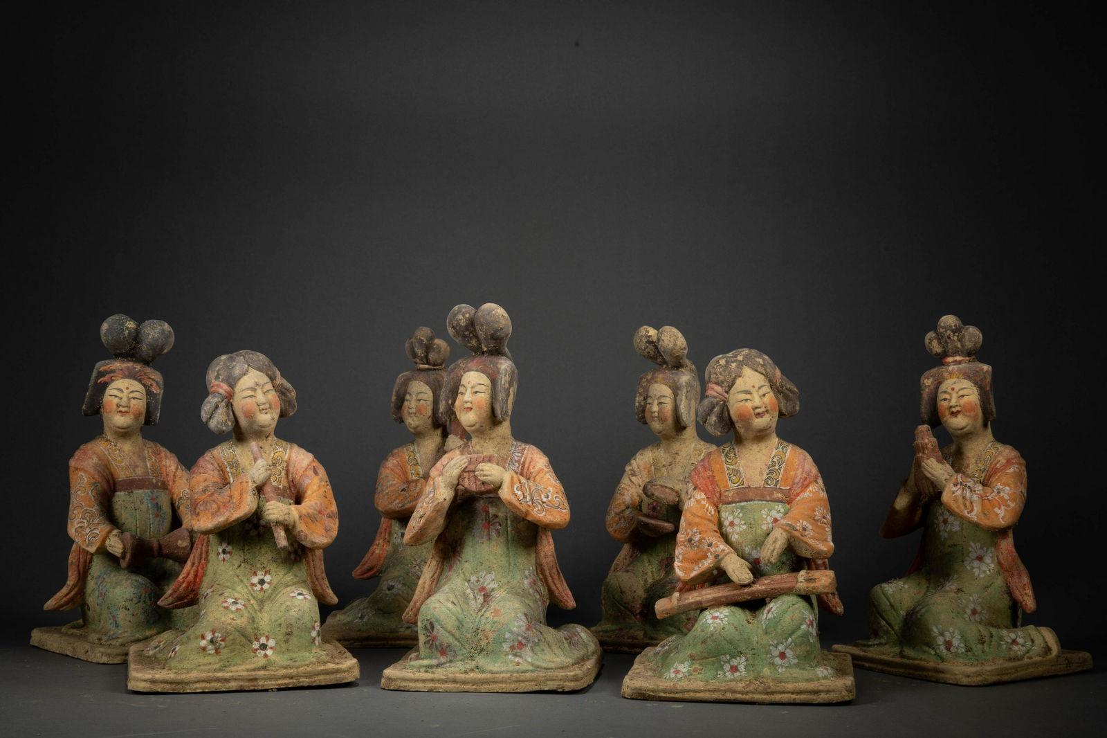 A group of Tang painted pottery musicians (1 of 6)