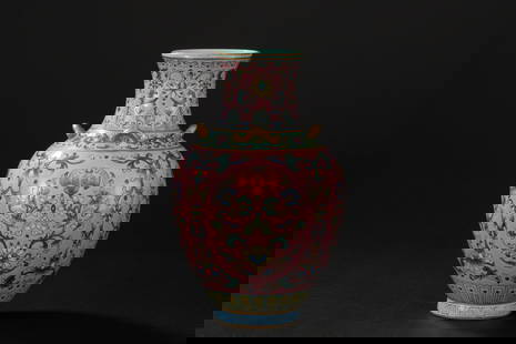 A famille rose foral pattern vase, Qing dynasty, Mark and period of Qianlong: H: 6.7 in. (17 cm)