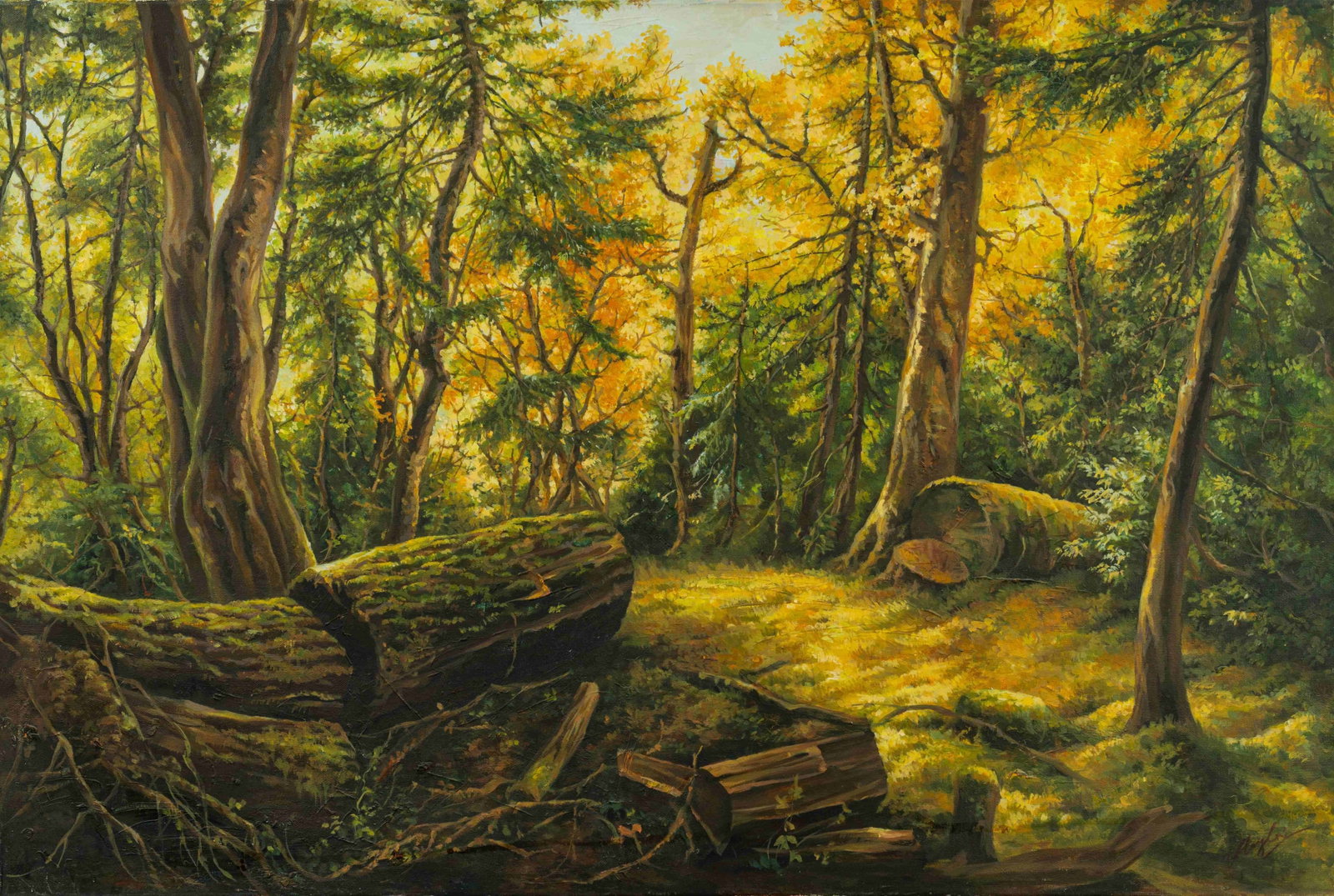 Wood: Painted by He Ping 60 x 90 cmUnframed Oil On Canvas Condition:Very good condition with only minor old wear, expected natural imperfections including age wrinkles.