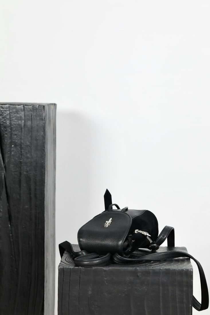 Chrome Hearts Mini Sword Backpack: Chrome Hearts Mini Sword Backpack Model: K033 1 Color: Sword-patterned nubuck leather with black sword jacquard lining Dimensions: 17x15x8cm Can be worn as a backpack or carried by hand. A wonderful g